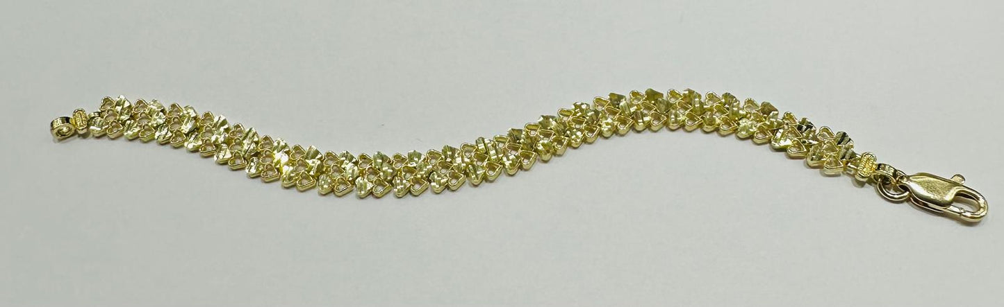 10K GOLD HEART BRACELET- WEIGHT: 6.5gm