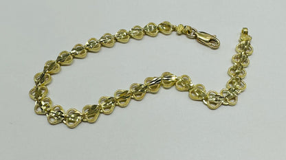 10K GOLD HEART BRACELET- WEIGHT: 5.4gm   7"