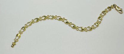 10K GOLD HEART BRACELET- WEIGHT: 5.0gm   7.5"