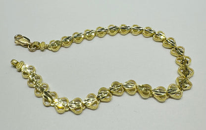 10K GOLD HEART BRACELET- WEIGHT: 5.4gm   7"