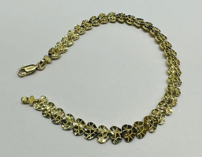 10K GOLD HEART BRACELET- WEIGHT: 6.9gm   7.5"
