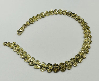 10K GOLD HEART BRACELET- WEIGHT: 6.9gm   7.5"