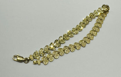 10K GOLD HEART BRACELET- WEIGHT: 6.9gm   7.5"