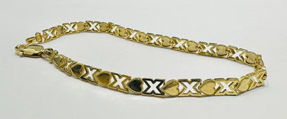 10K GOLD HEART BRACELET- WEIGHT: 5.8gm   7"