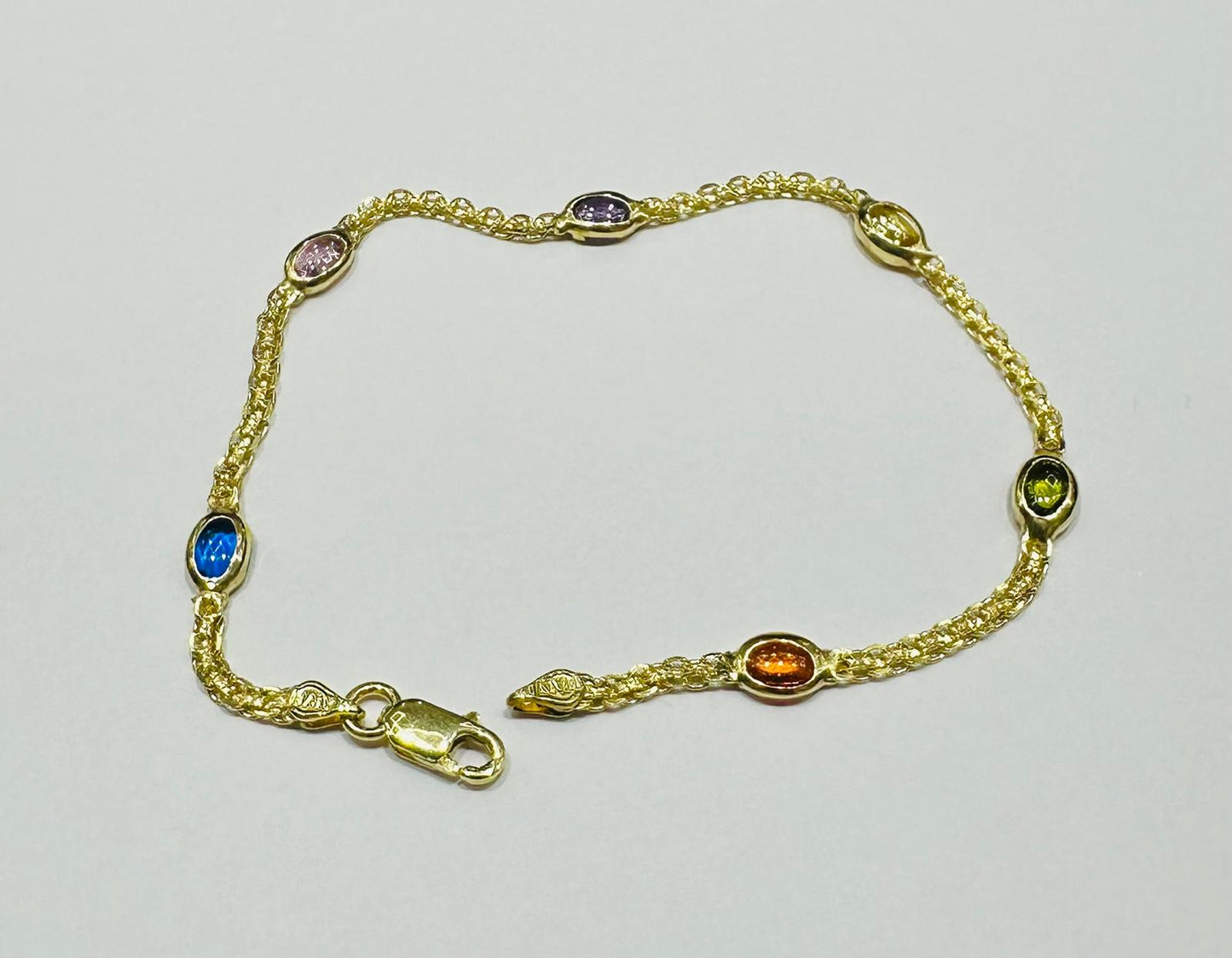 10K GOLD MULTI-COLOR HEART BRACELET- WEIGHT: 4.2gm   8"