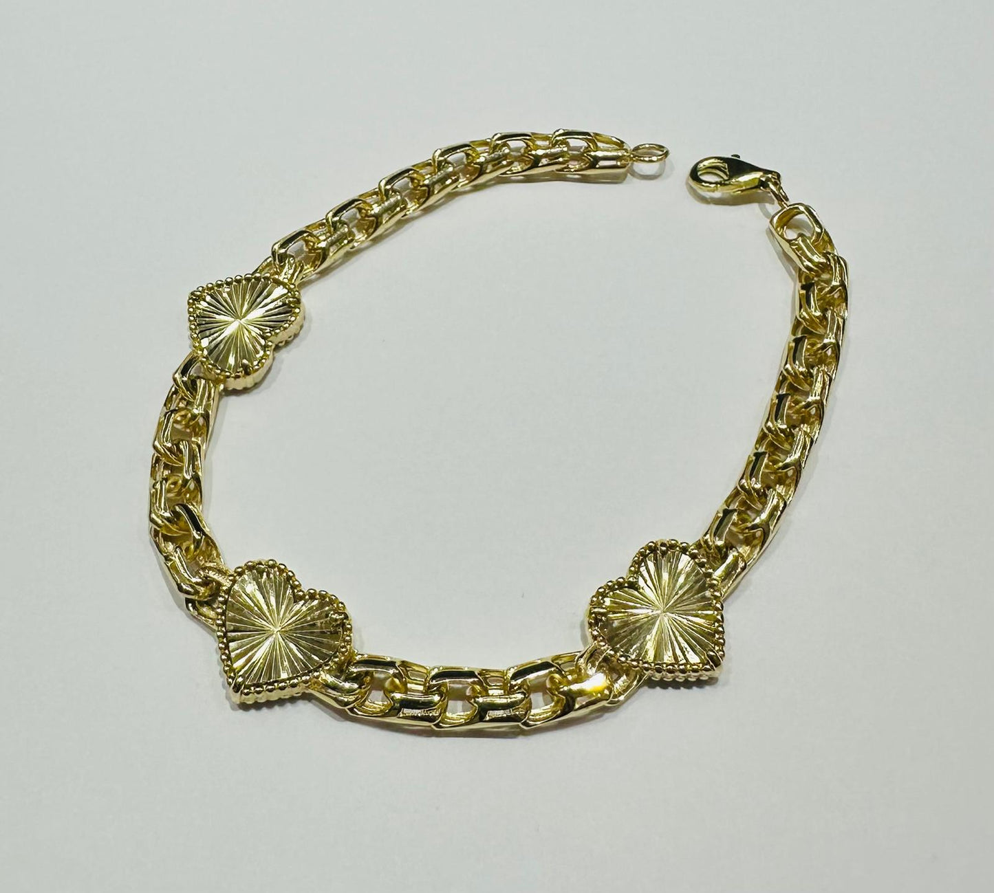10K GOLD HEART BRACELET- WEIGHT: 9.4gm   7"