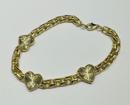 10K GOLD HEART BRACELET- WEIGHT: 9.4gm   7"