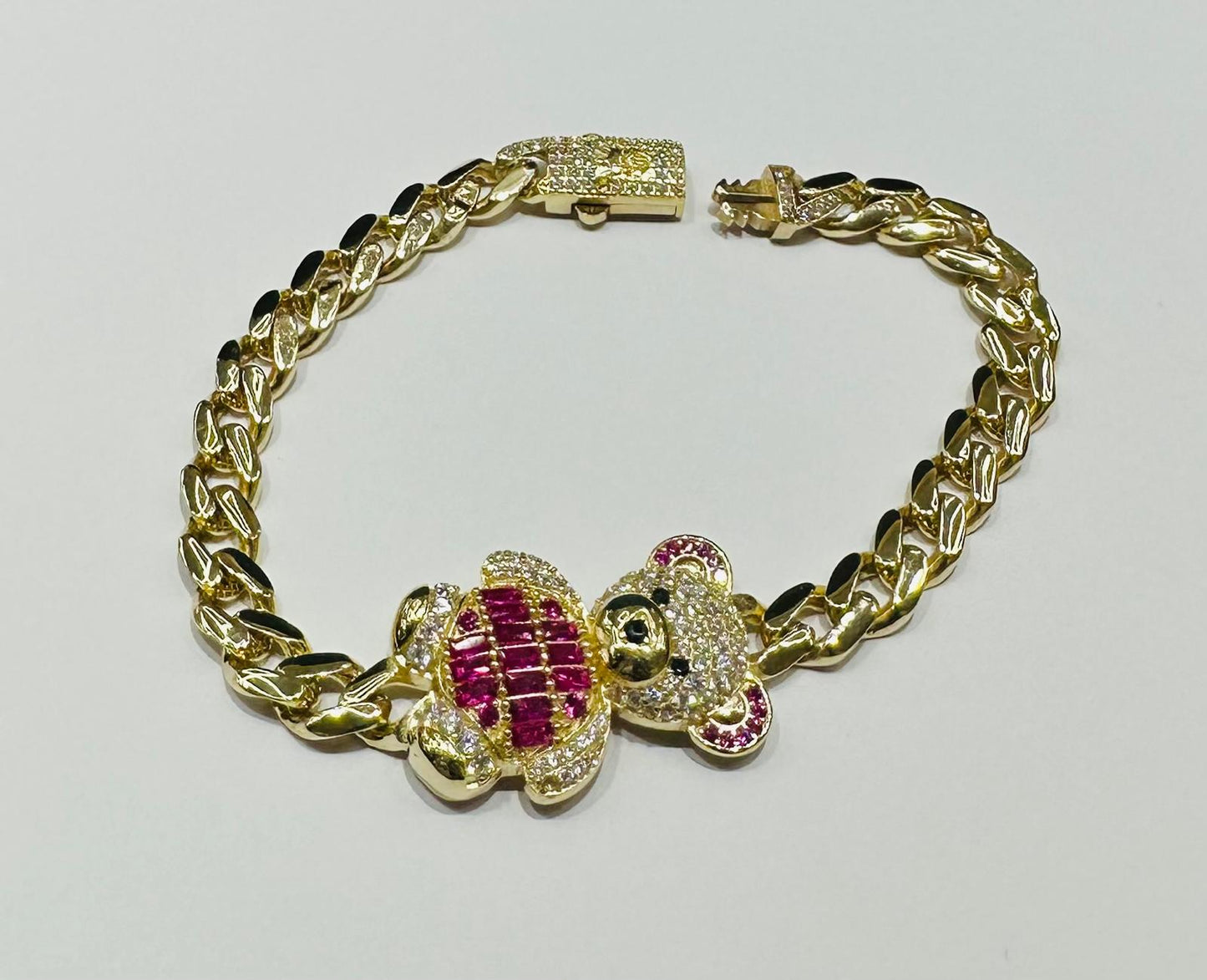 10K GOLD BEAR CHINO LINK BRACELET- WEIGHT: 13.2gm   7.5"