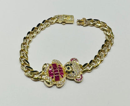 10K GOLD BEAR CHINO LINK BRACELET- WEIGHT: 13.2gm   7.5"