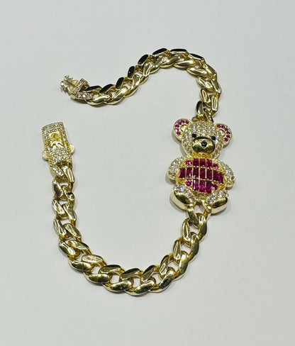 10K GOLD BEAR CHINO LINK BRACELET- WEIGHT: 13.2gm   7.5"