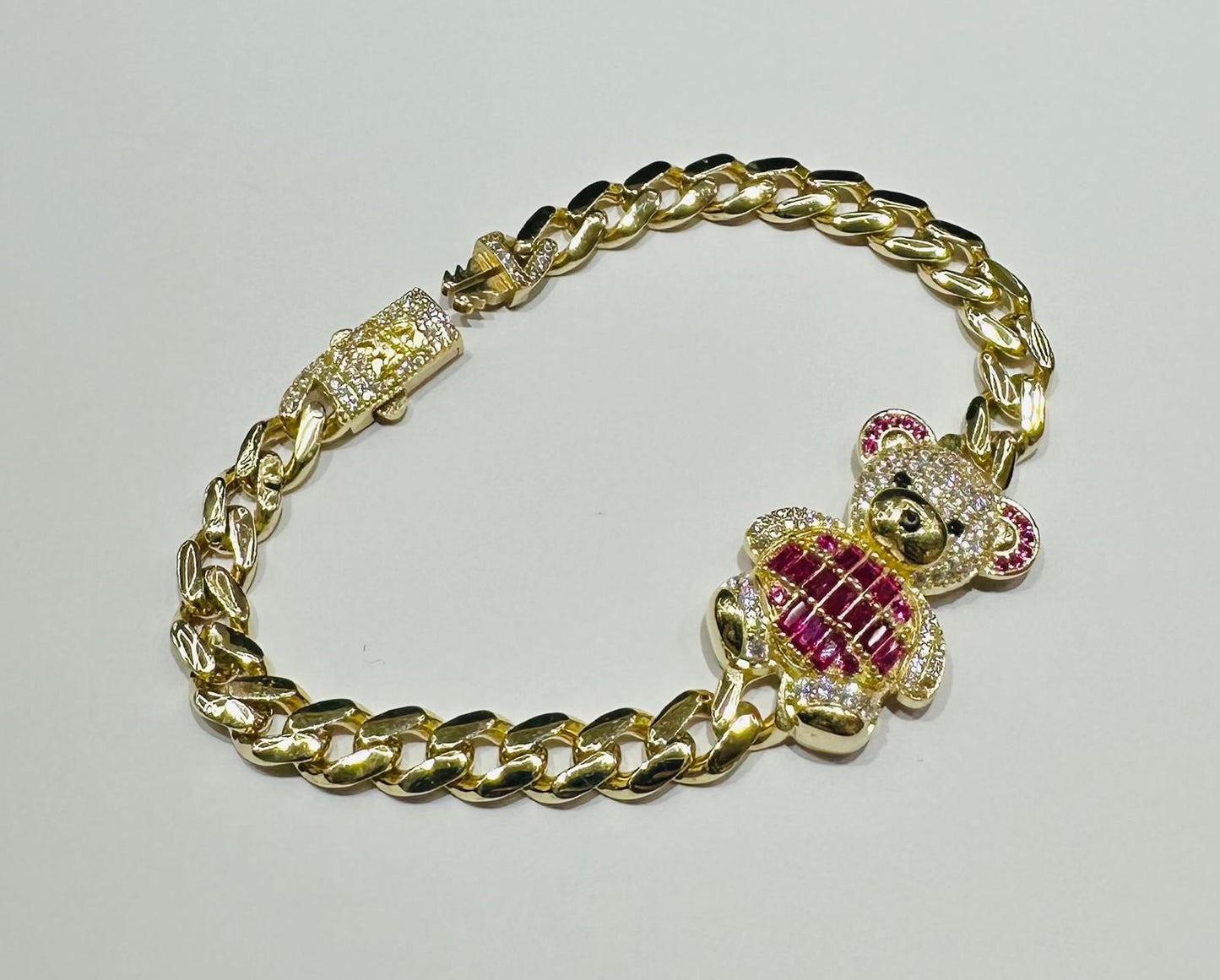 10K GOLD BEAR CHINO LINK BRACELET- WEIGHT: 13.2gm   7.5"