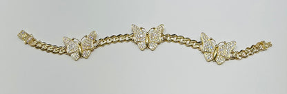 10K GOLD BUTTERFLY CUBAN LINK BRACELET- WEIGHT: 13.6gm   8"
