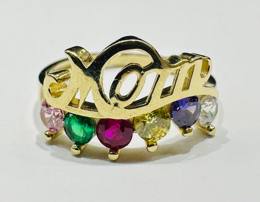 10K GOLD "MOM" RING- WEIGHT: 2.7gm