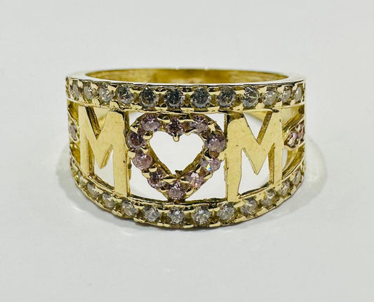 10K GOLD "MOM" RING- WEIGHT: 3.1gm
