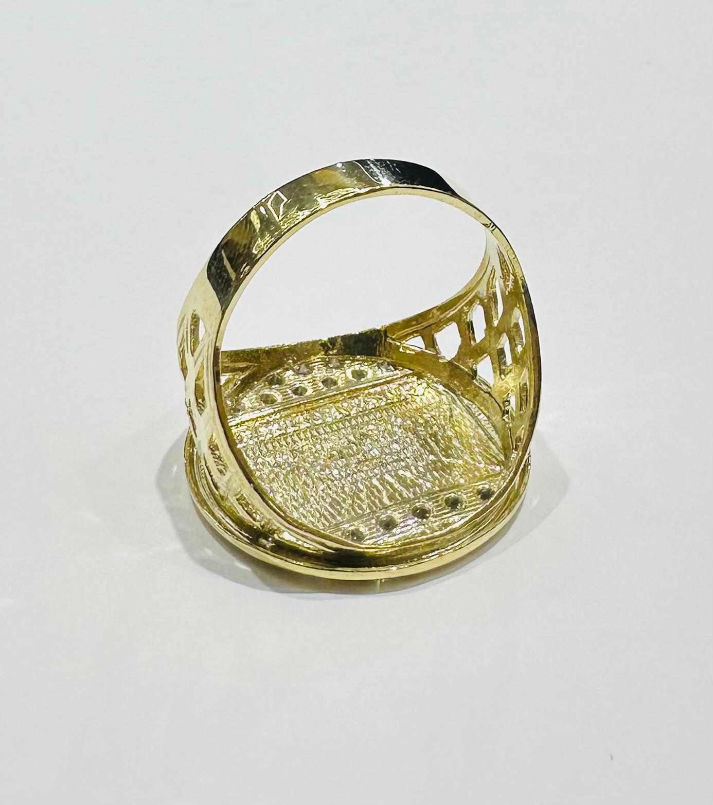 10K GOLD LAST SUPPER RING WITH CZ STONES- WEIGHT: 7.0gm