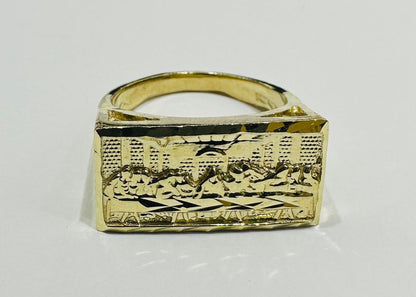 10K GOLD LAST SUPPER RING- WEIGHT: 4.9gm