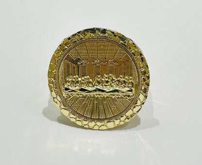 10K GOLD LAST SUPPER RING- WEIGHT: 7.4gm