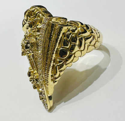 10K GOLD VIRGEN DE LA CARIDAD DEL COBRE RING- WEIGHT: 10.2gm