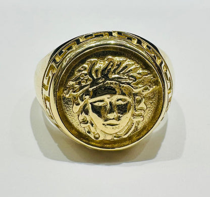 10K GOLD MEDUSA HEAD RING- WEIGHT: 10.5gm