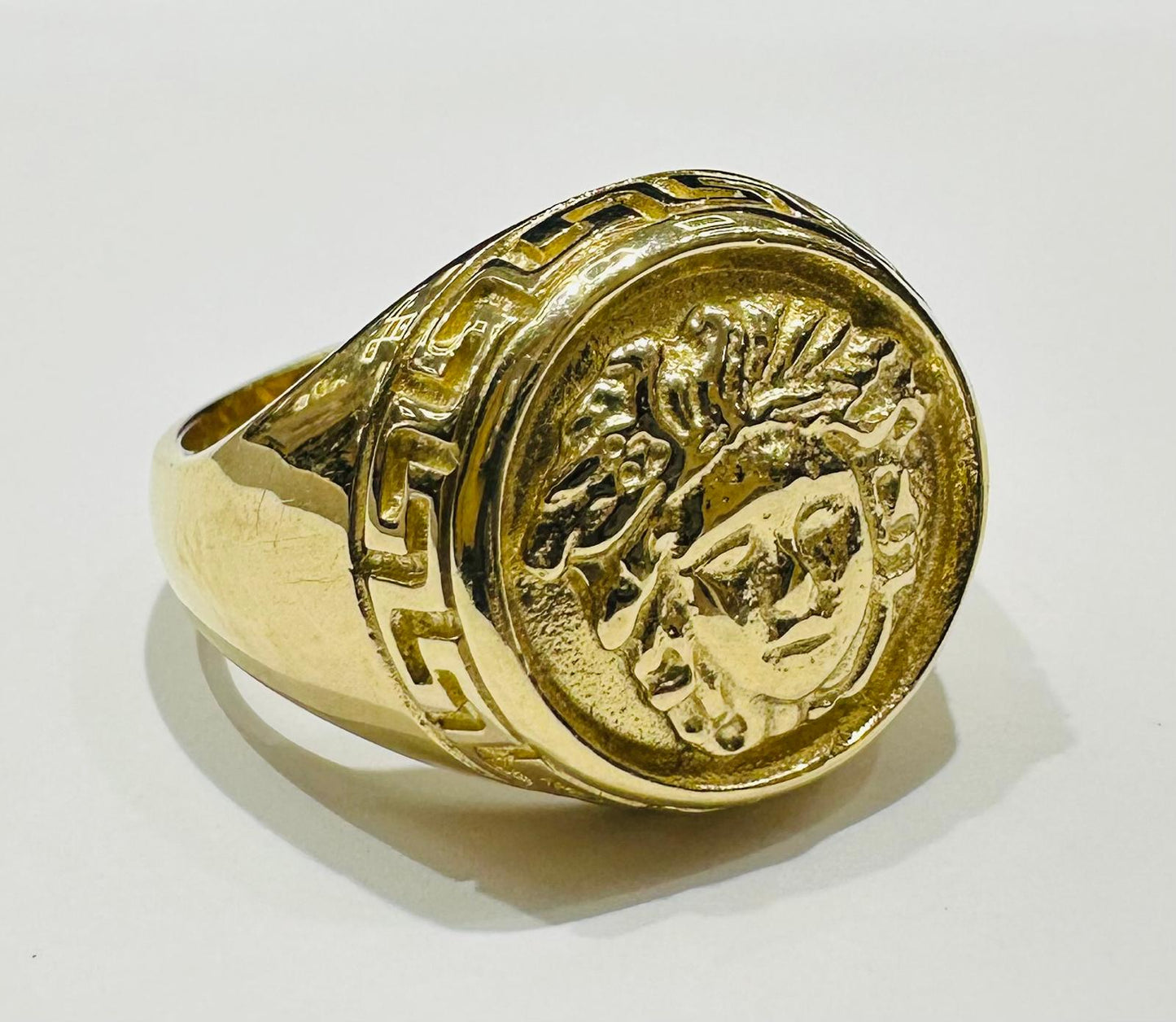10K GOLD MEDUSA HEAD RING- WEIGHT: 10.5gm