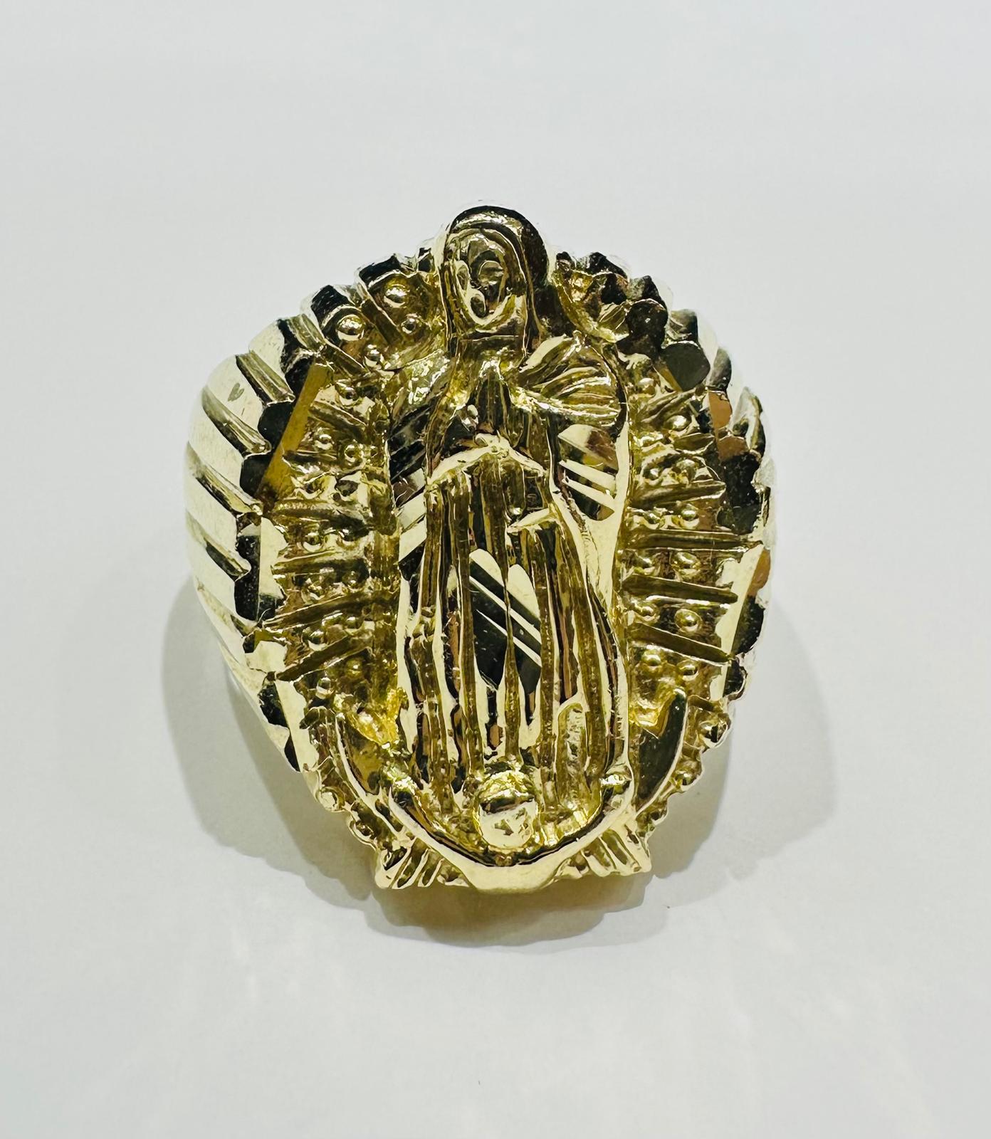 10K GOLD VIRGIN MARY GUADALUPE RING- WEIGHT: 13.8gm