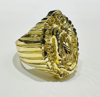 10K GOLD VIRGIN MARY GUADALUPE RING- WEIGHT: 13.8gm