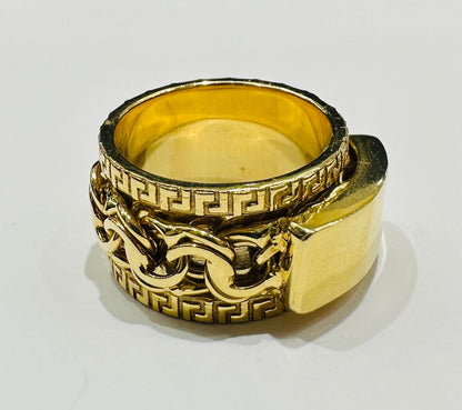 10K GOLD SPINNING CUBAN LINK RING - WEIGHT: 10.9gm