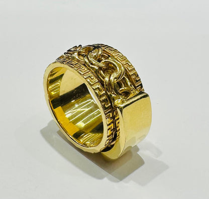 10K GOLD SPINNING CUBAN LINK RING - WEIGHT: 10.9gm