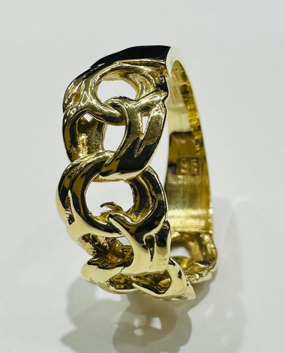 10K GOLD CUBAN LINK RING - WEIGHT: 6.2gm