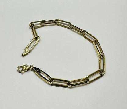 10K GOLD PAPERCLIP CHAIN BRACELET- WEIGHT: 3.2gm