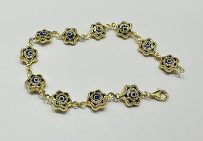 10K GOLD EVIL EYE BRACELET- WEIGHT: 6.0gm