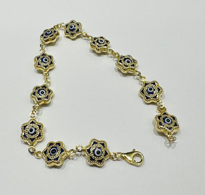10K GOLD EVIL EYE BRACELET- WEIGHT: 6.0gm