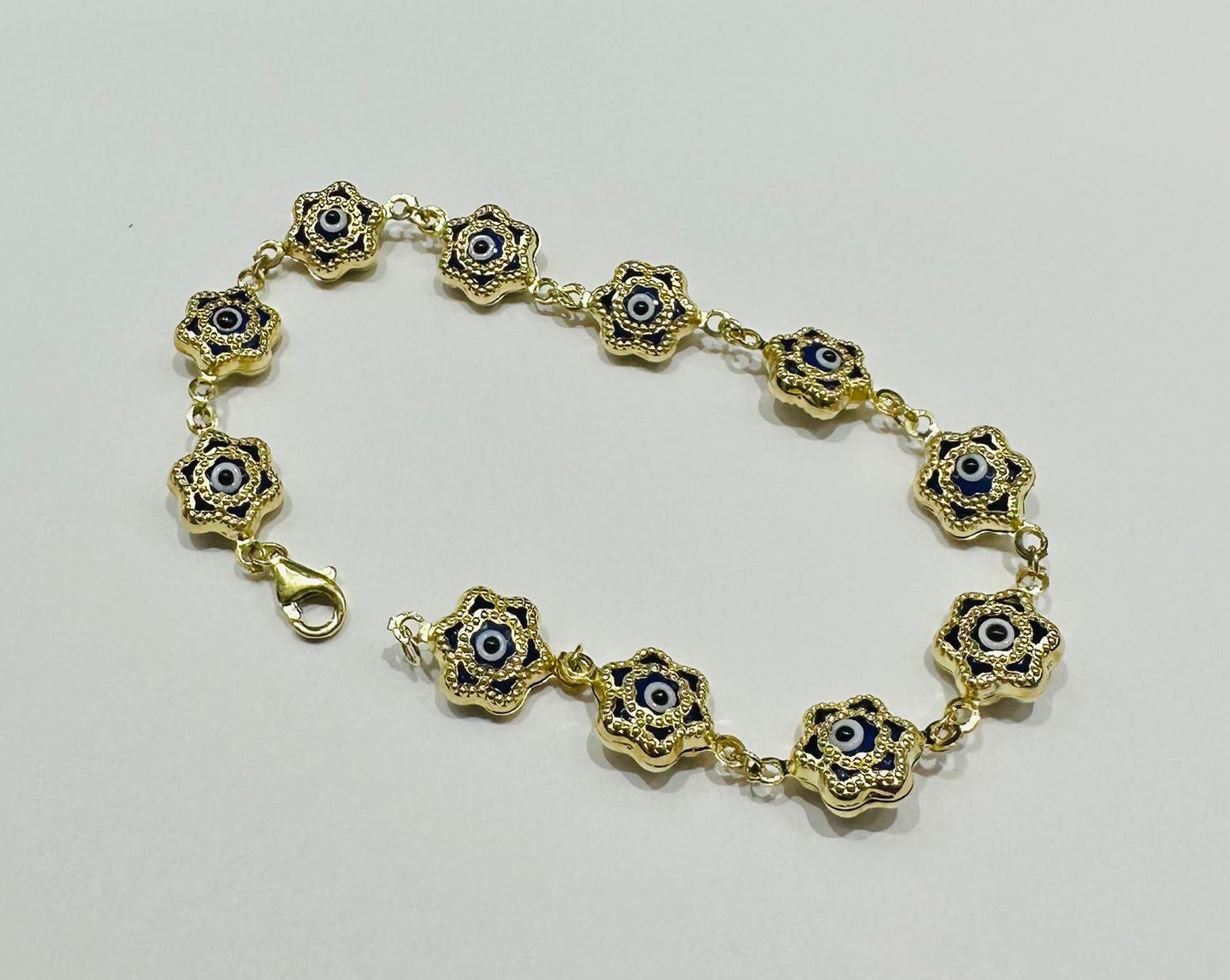 10K GOLD EVIL EYE BRACELET- WEIGHT: 6.0gm