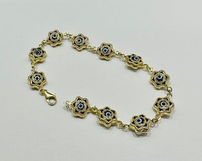 10K GOLD EVIL EYE BRACELET- WEIGHT: 6.0gm