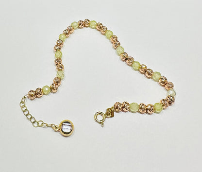 10K ROSE GOLD TWO TONED BEADS  BRACELET- WEIGHT: 6.5gm