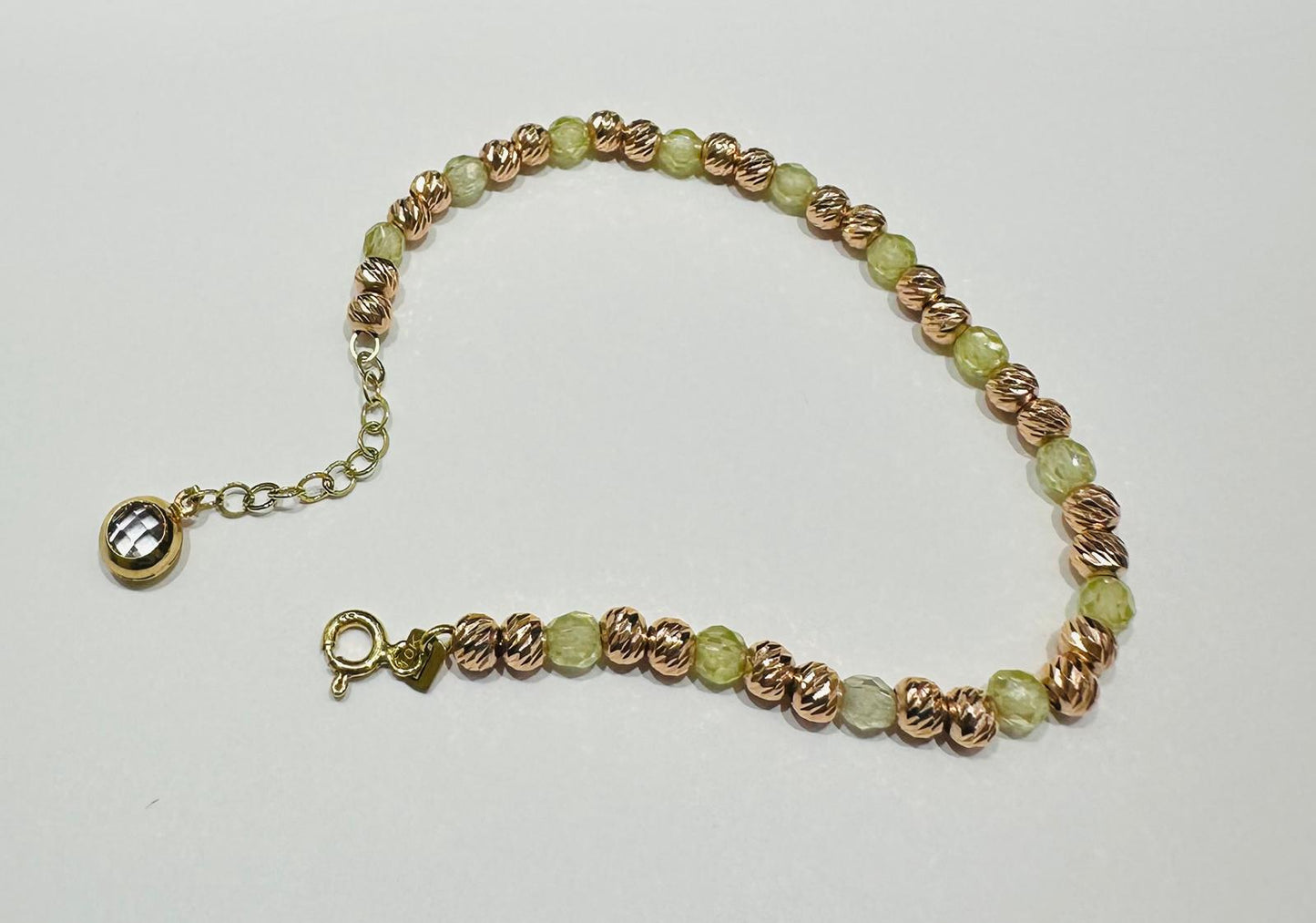 10K ROSE GOLD TWO TONED BEADS  BRACELET- WEIGHT: 6.5gm