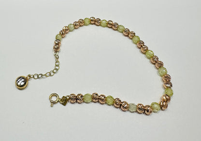 10K ROSE GOLD TWO TONED BEADS  BRACELET- WEIGHT: 6.5gm