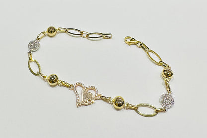 10K GOLD HEART BRACELET- WEIGHT: 5.1gm