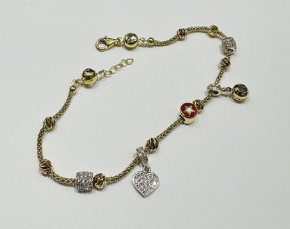 10K GOLD CHARM BRACELET- WEIGHT: 6.2gm
