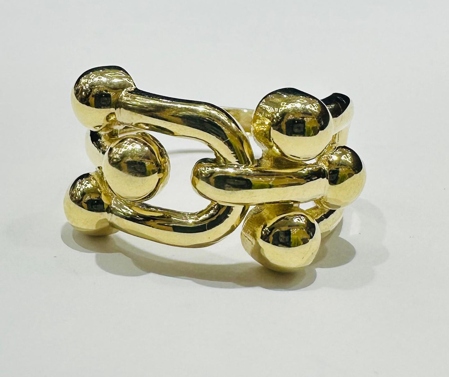 14K GOLD TIFFANY HARDWARE LINK RING- WEIGHT: 4.2gm