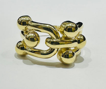 14K GOLD TIFFANY HARDWARE LINK RING- WEIGHT: 4.2gm