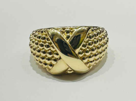 14K GOLD X RING- WEIGHT: 3.6gm