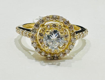 14K GOLD WHITE SAPPHIRE RING- WEIGHT: 3.2gm