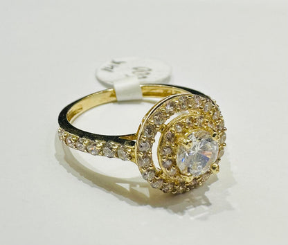14K GOLD WHITE SAPPHIRE RING- WEIGHT: 3.2gm