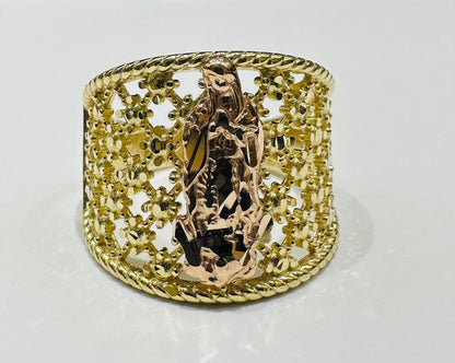 14K GOLD TWO TONED VIRGIN MARY RING- WEIGHT: 4.4gm