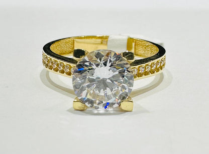 14K GOLD WHITE SAPPHIRE RING- WEIGHT: 2.9gm