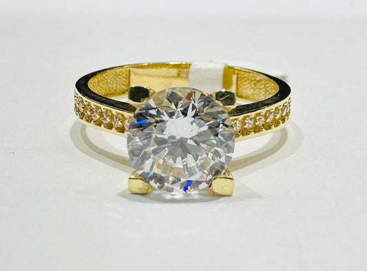 14K GOLD WHITE SAPPHIRE RING- WEIGHT: 2.9gm