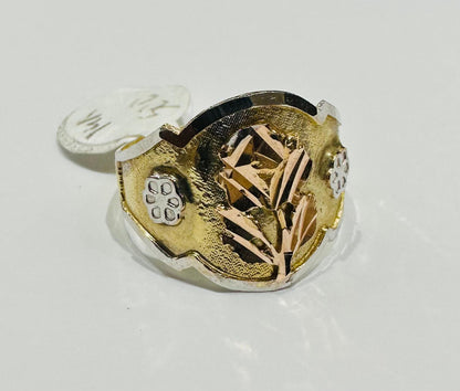 14K GOLD THREE TONE ANGEL RING- WEIGHT: 2.9gm