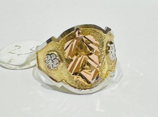 14K GOLD THREE TONE ANGEL RING- WEIGHT: 2.9gm