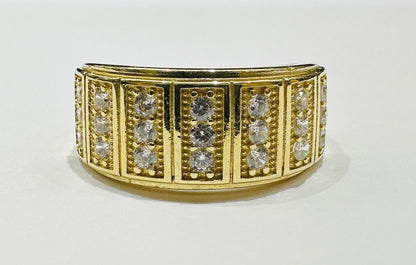 14K GOLD ROUND RING WITH CZ STONES- WEIGHT: 7.0gm